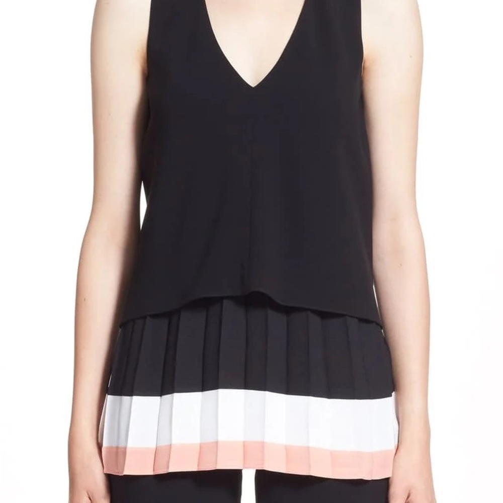 Flash SALE - Altuzarra “Rosewood” Top- Black Sleeveless Top w/ Colorful Hem